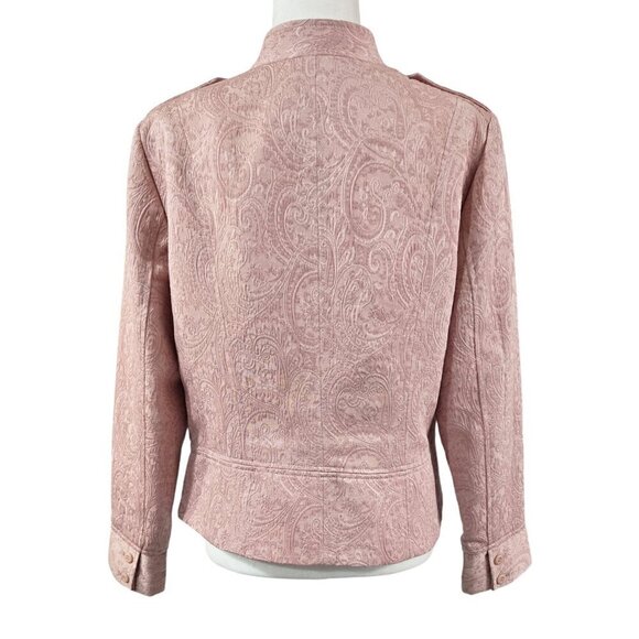 Tapemeasure Anthropologie Pink Paisley Brocade Button-Up Military Jacket - Picture 2 of 10